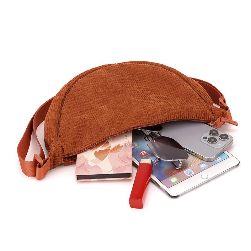 Simple solid color corduroy dumpling bag girl ins lightweight large capacity change mobile phone bag casual shoulder crossbody