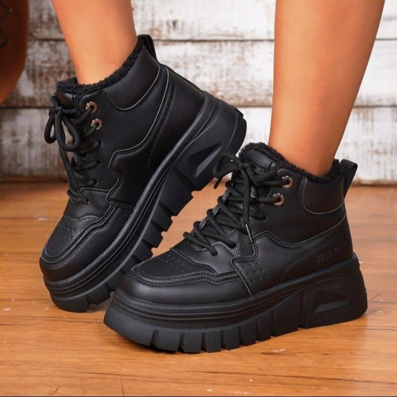 Winter new snow shoes round head Martin boots thick-soled velvet warm women's boots trendy solid color women's shoes