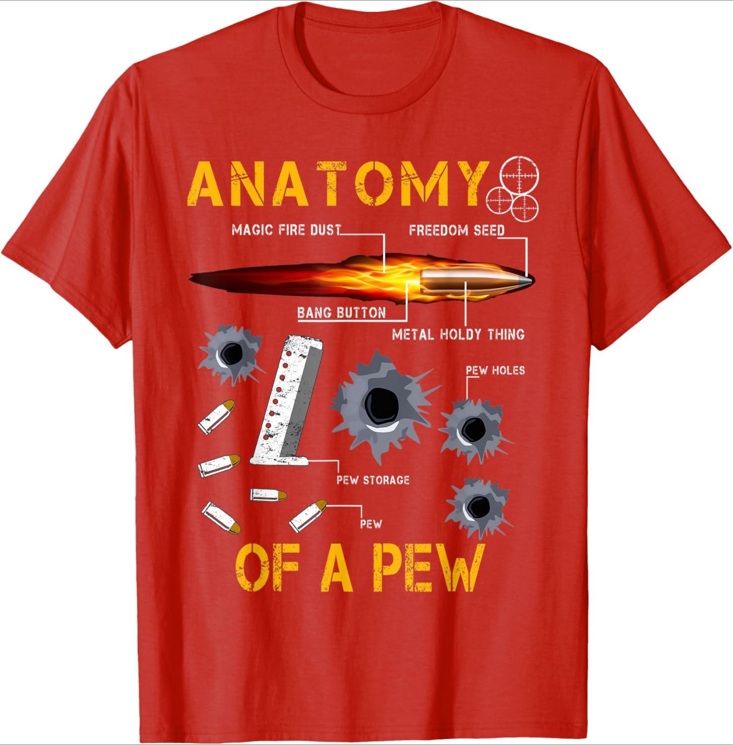 Anatomy Of A Pew Pewer  Amendment Gun Funny design100 cotton summer casual Oneck short sleeve printed mens Tshirt S