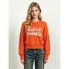 Womens Oversized Knit Sweater With Embroidered Letters Pumpkin Color Fall Winter Casual Pullover Top