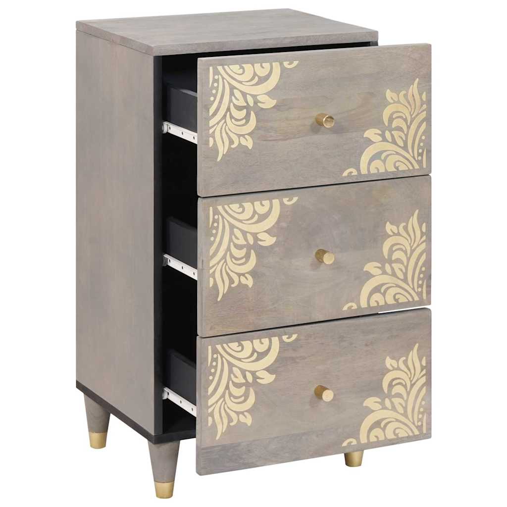 Sideboard Gray and Gold 40 x 33 x 75 cm Solid Mango Wood