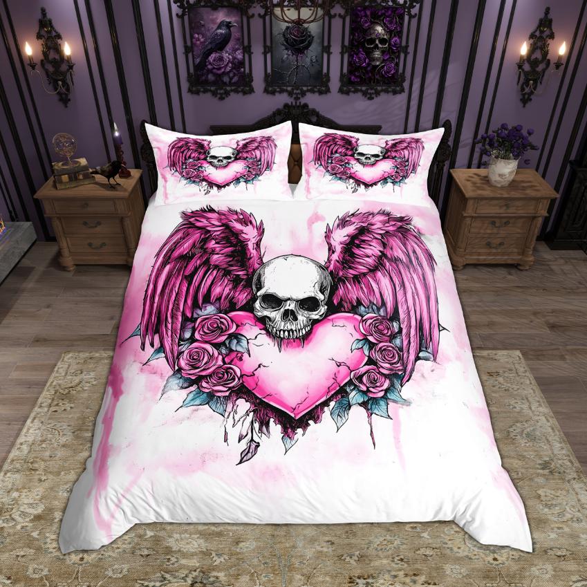 Homewish Set Copripiumino Teschio Scheletro Hippie Set Biancheria da Letto a Tema Halloween Set Copripiumino Animale Spettrale