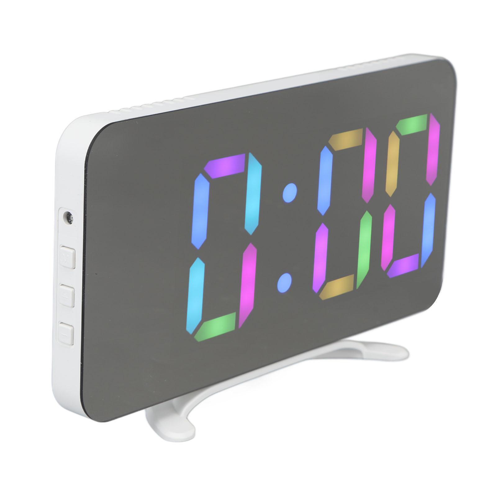 

Electronic Clock RGB Color LED Mirror Display Clock Desktop Electric Alarm Clock for Student 3‑5V