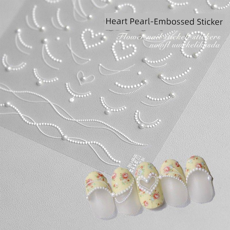 

Полукруглый белый яркий кристалл трехмерный рельеф наклейка для ногтей [Heart Pearl] relief sticker