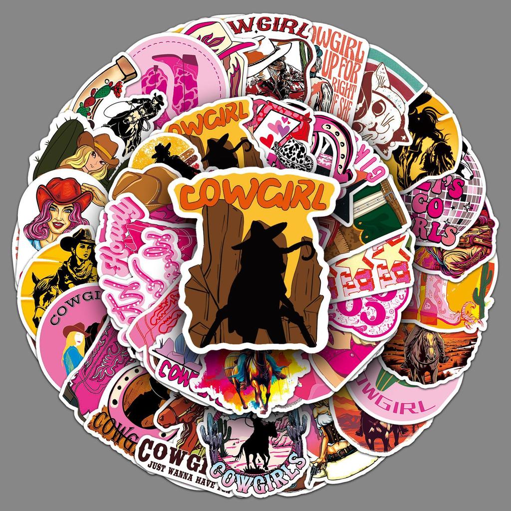 50 Pictures of Cowgirl Personalized Graffiti Decorative Skateboard Suitcase Guitar Computer Stickers