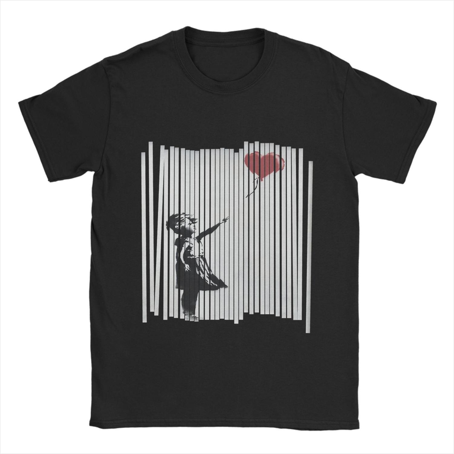 

Футболка Banksy Летняя Рваный Шарик Девочка Новинка Мужская Чистый Круглый Вырез Большого Размера Одежда Короткий Рукав Смешная Футболка S чёрный