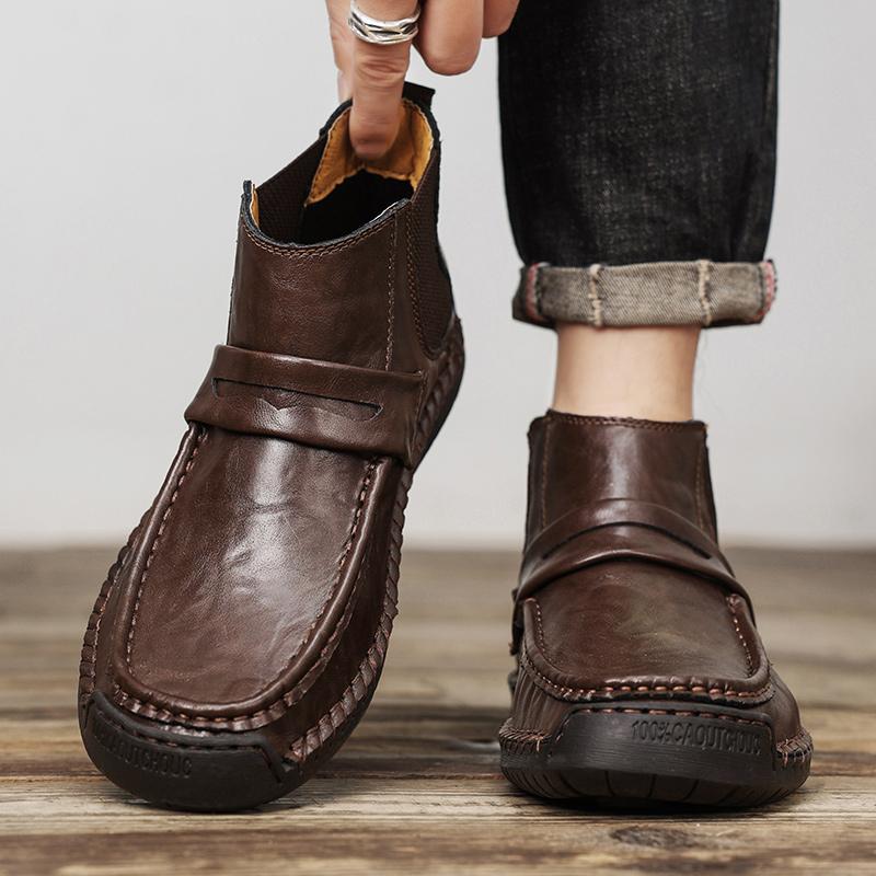 Fashion Hot Selling Outdoor Hiking Shoes Europe America Men's Leather Short Boots Classic Business Boots Handmade Soles High Top Shoes