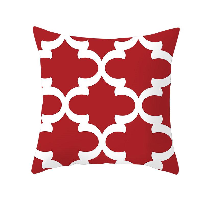 Red Geometric Cushion Cover 45X45 Pillowcase Decor Sofa Polyester Home