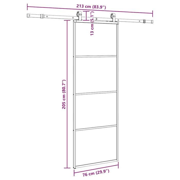 VidaXL Porte coulissante kit de quincaillerie noir 76x205 cm verre ESG, porte intérieure, porte de grange intérieure, porte 3375937