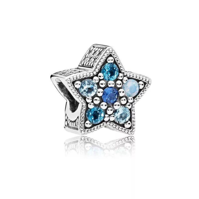 S925 White Copper Blue Series DIY Pendant Star Snowflake Accessories Beaded Bracelet