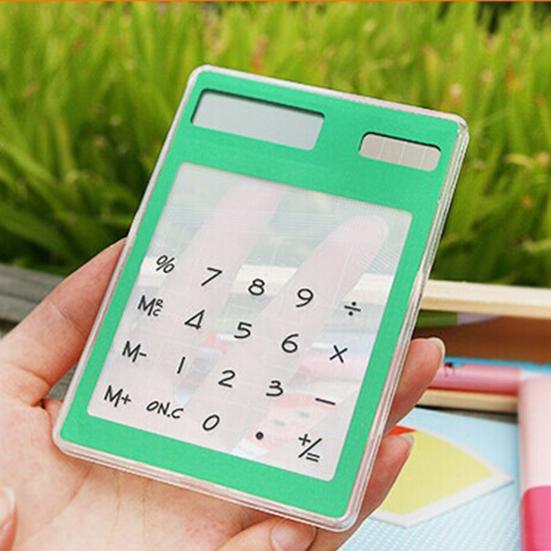 Transparent Calculator 8-Digit Display Calculator Solar Power Supply Calculator for Home School