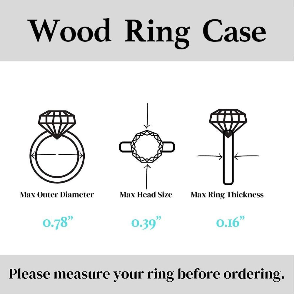 Heart Shaped Wooden Ring Box Single Slot Ring Holder Vintage Jewelry Organizer Box  Birthday
