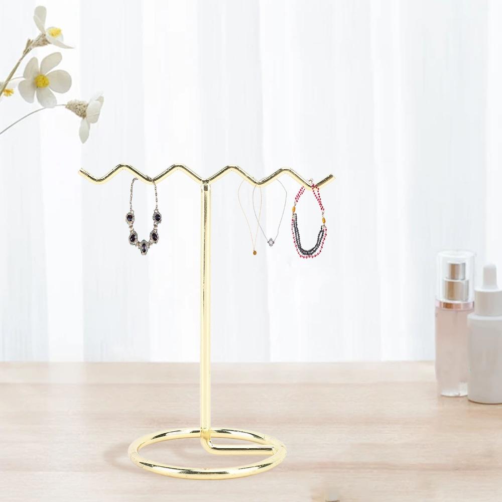 4pcs Light Gold Jewelry Display Rack T Shaped Earring Organizer Stand Home Storage