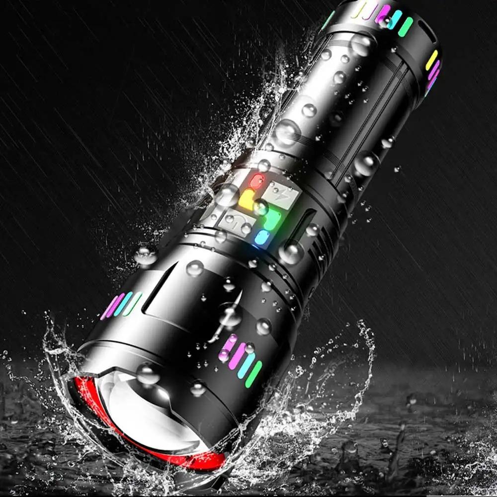 High Power LED Flashlight Zoomable Type-C Rechargeable Torch Lamp Long Range Ultra Powerful Flashlight Camping Lantern