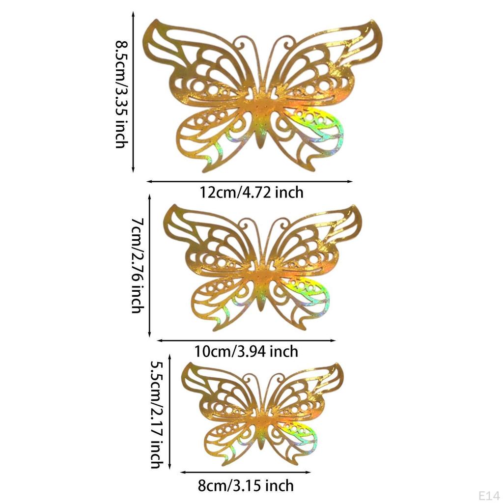 12 Count 3D Hollow Butterfly Wall Stickers for Event Decoration in Multiple Sizes