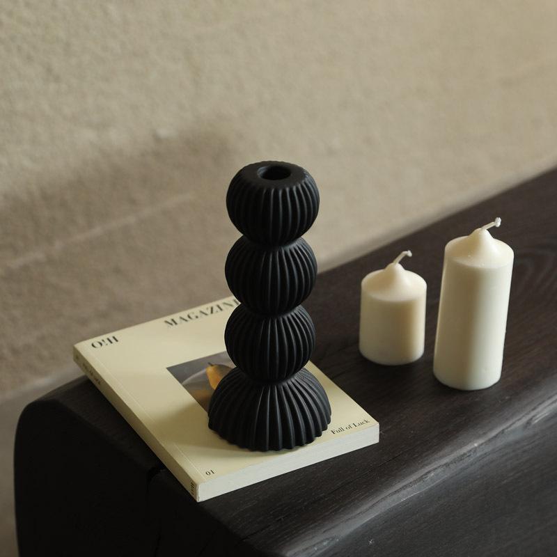 Enfeites Suporte de Vela Cerâmico Castiçal Esfera Geométrica Costura Listras Decoração de Mesa para Casa Suporte para Vela