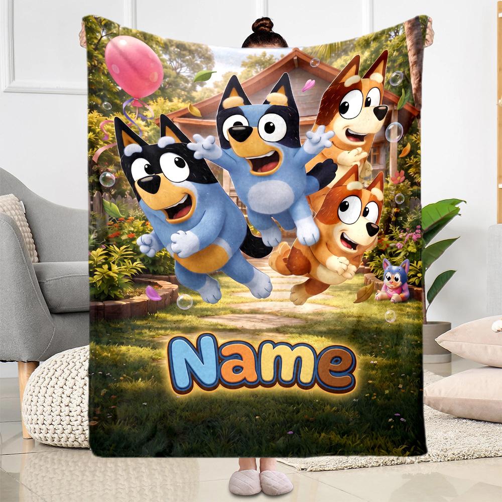 Beach Friends Adventure Personalized Name Blanket Multi-purpose Personalized Blanket Soft & Cozy Throw For Sofa Couch Office Chair Nap All-Season Use