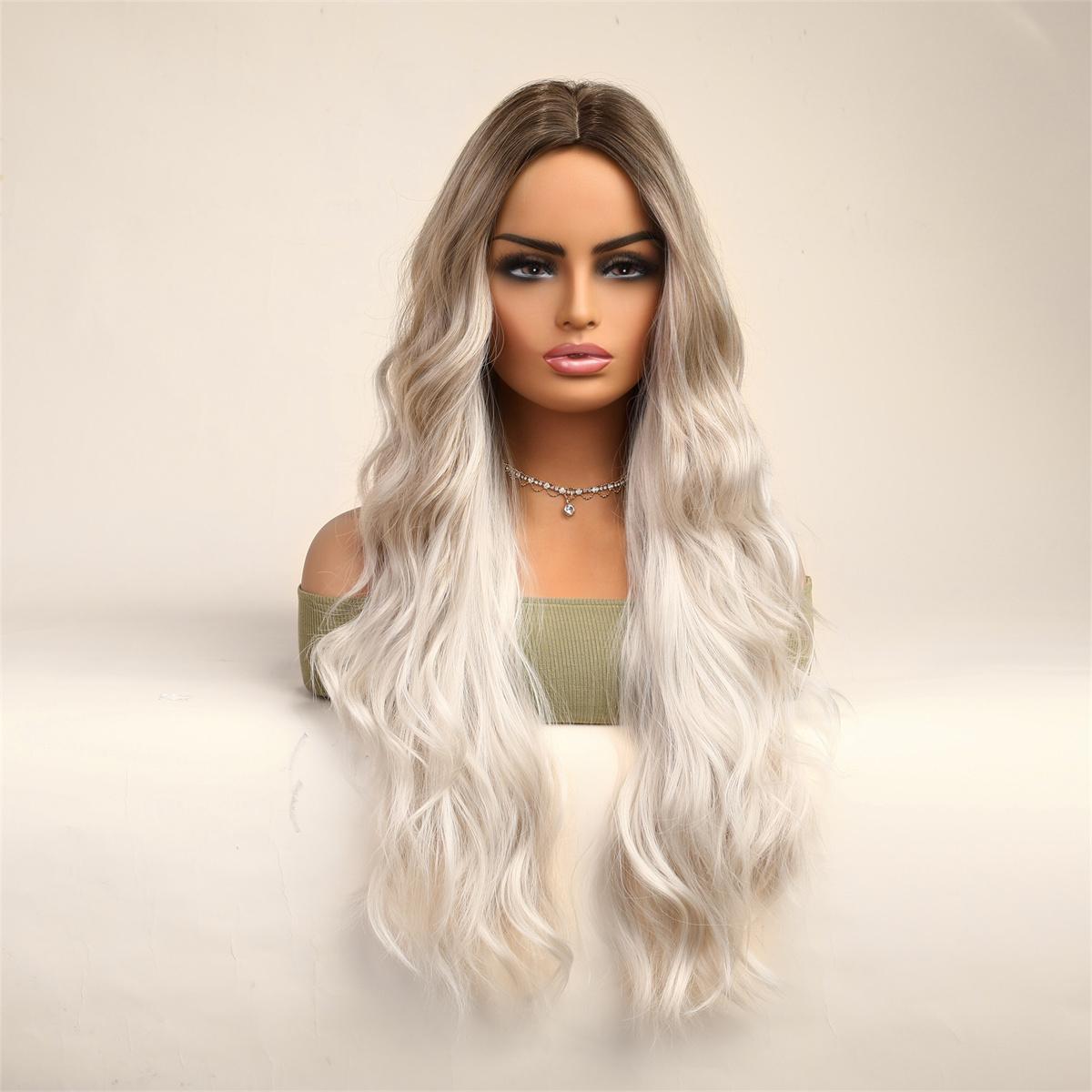 ALAN EATON Омбре оранжевый синтетический парик для женщин Длинные волнистые вьющиеся — фото 5