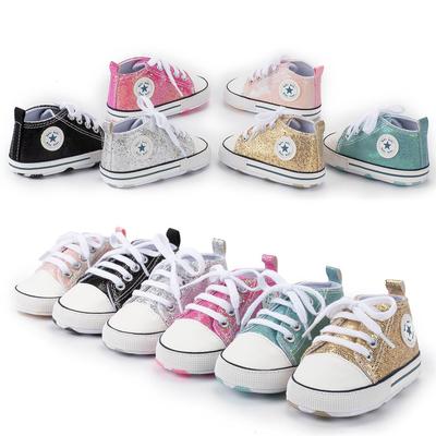 Cross-Border Baby Soft Sole Sequined Canvas Walking Shoes