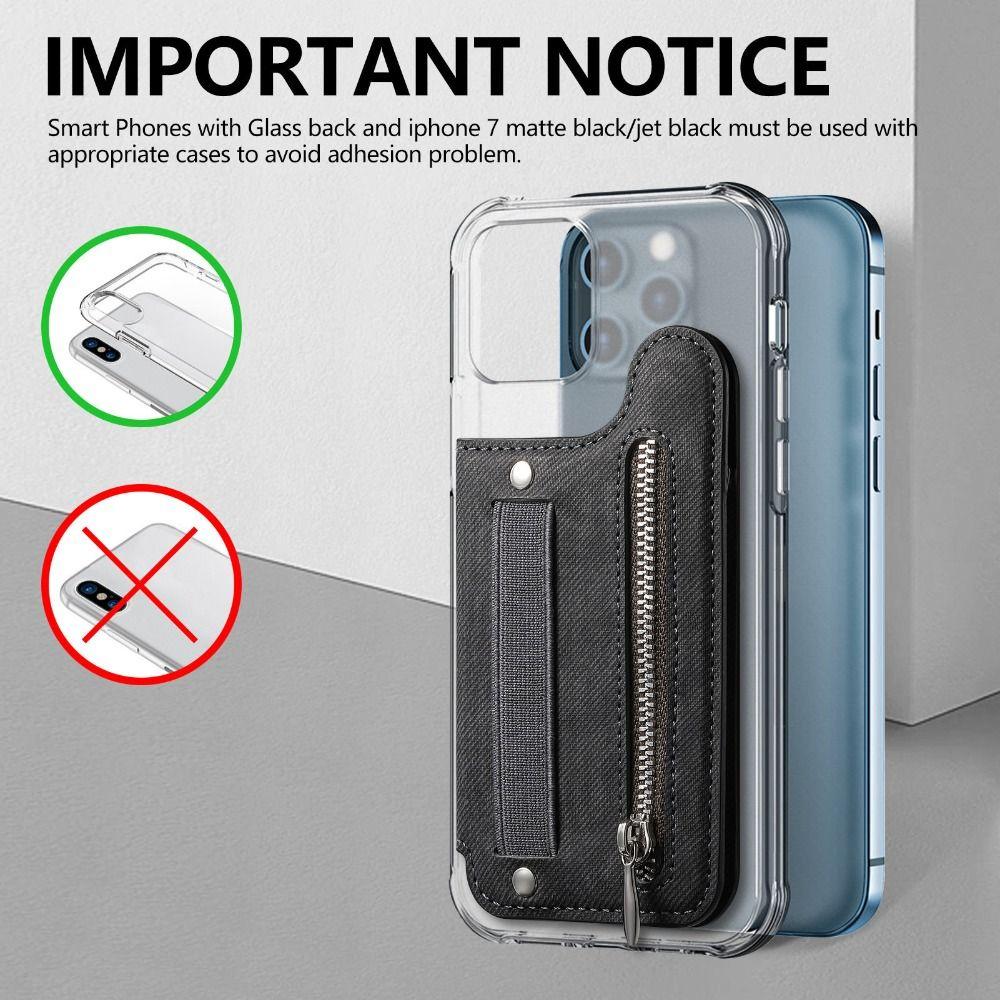 PU Leather Phone Card Bag RFID Blocking with Wrist Strap Phone Wallets Self-adhesive Phone Card Slot Holder Phone Accessories