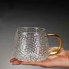330ml Household Large Capacity Hot Tea Mug Creative Water Cup Hammer Pattern Glass Cup Heat Resistant Coffee Cup Holiday Gifts