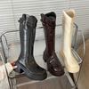 Autumn Winter Platform Thick Heel Women Knight High Boots Cosy Soft Leather Street Style Mordern Long Booties  De Mujes