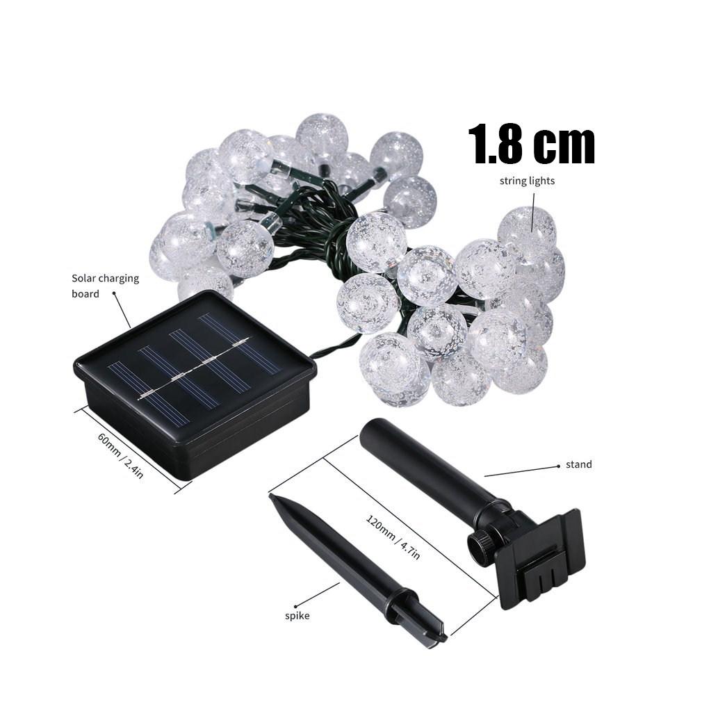 LED Solar Crystal Globe String Lights Outdoor Waterproof Fairy Light Christmas Halloween Party Decor for Garden Patio Balcony