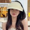 Solid Color Folding Sunshade Hat Portable Sunscreen Empty Top Hat Wide Brim Visor Caps  Vacation
