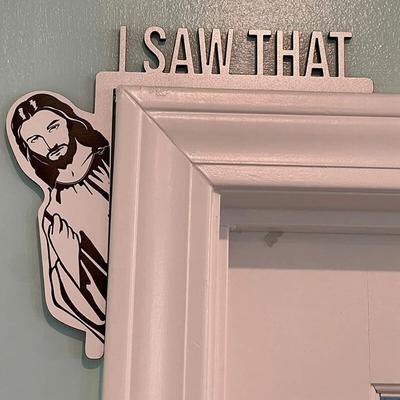 Funny Jesus Door Hanger Funny Home Decor NEWC Jesus I Saw That I Over Wood Door Jesus Sign