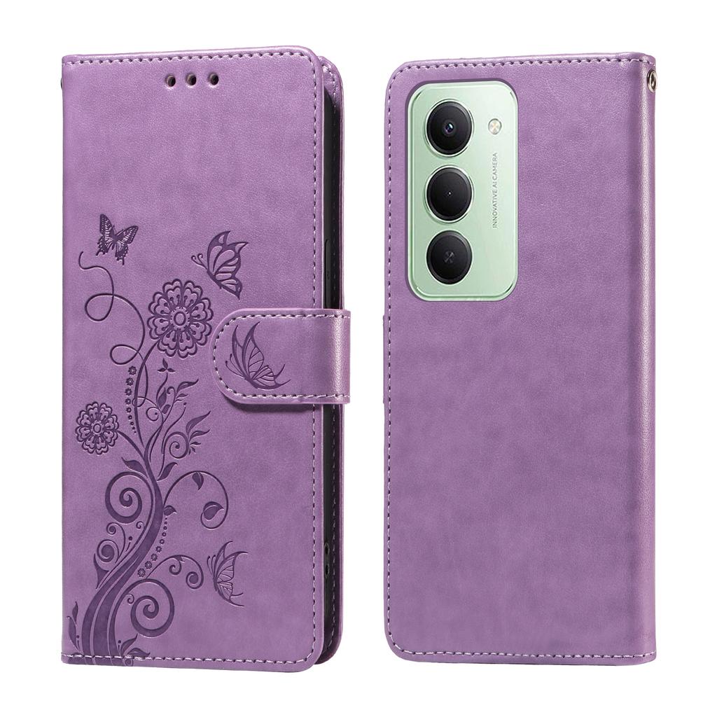 For Xiaomi Redmi 15 5G Leather Case Butterfly Floral Imprint Wallet Stand Cover