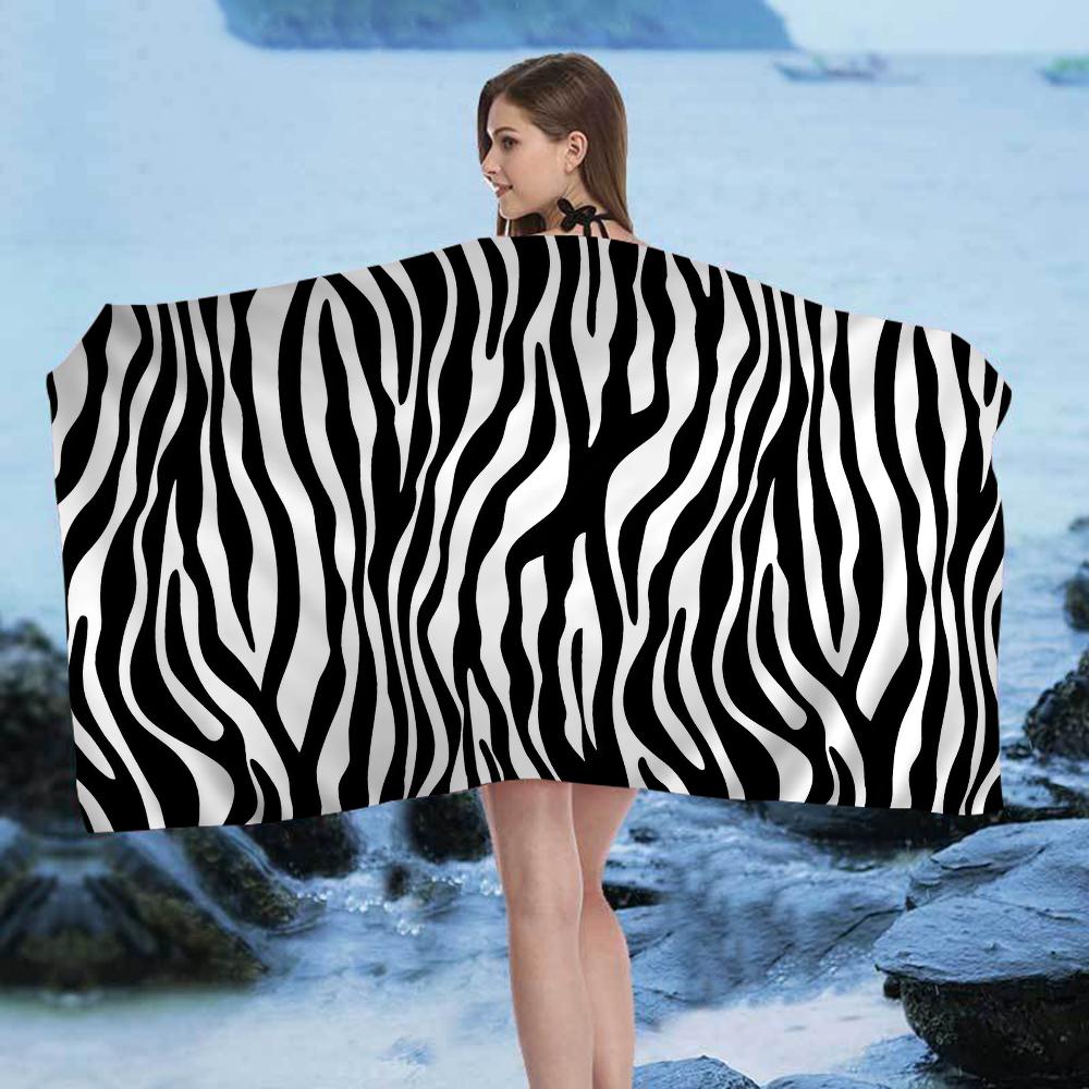 Asciugamano da Spiaggia Nuoto Stampa Zebra Bianca Nera Anime Asciugamano Morbido Assorbente Lavetta Regali per Bambini Viaggio Campeggio Palestra