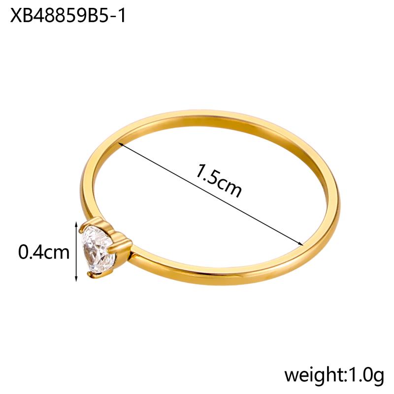 CARLIDANA Birthstone Rings for Women Birthday Gifts Jewelry Gold Plated Stainless Steel Rings Months Peach Heart Zircon Rings