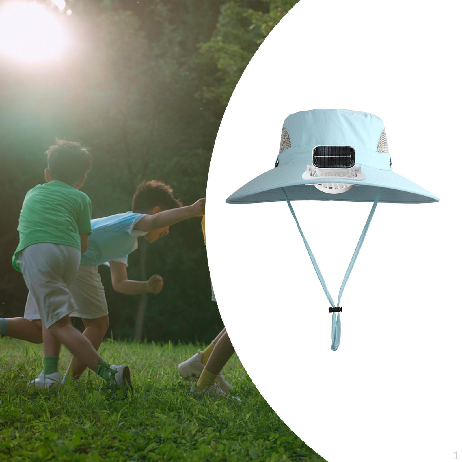 

Kids Solar Fan Sun Protection Hat Breathable Cooling Rechargeable for Summer синий