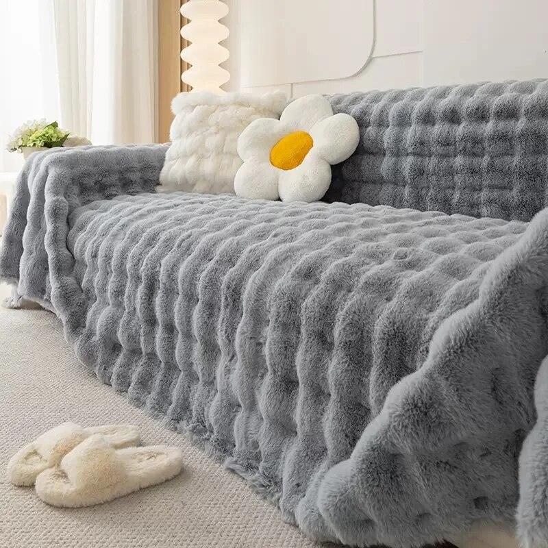 Bubble Plush Sofa Cover Pet Dog Kids Mat Non-slip Couch Slipcover Protector Cover Universal Sofa Towel for Living Room Decor