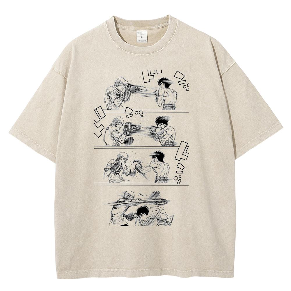 Men Women Hajime No Ippo Anime T Shirt Kamogawa Boxing Gym Makunouchi Takamura KGB Graphic Tshirt Male Washed Cotton Tshirts
