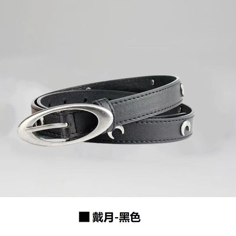

Womens Chic 2024 Summer Korean Style Versatile Black Pu Belt For Fashionable Outfits Moonlit Black