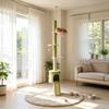Adjustable Floor-to-Ceiling Cat Tree 220-240cm, 5-Level, Sisal Scratching Post, Green