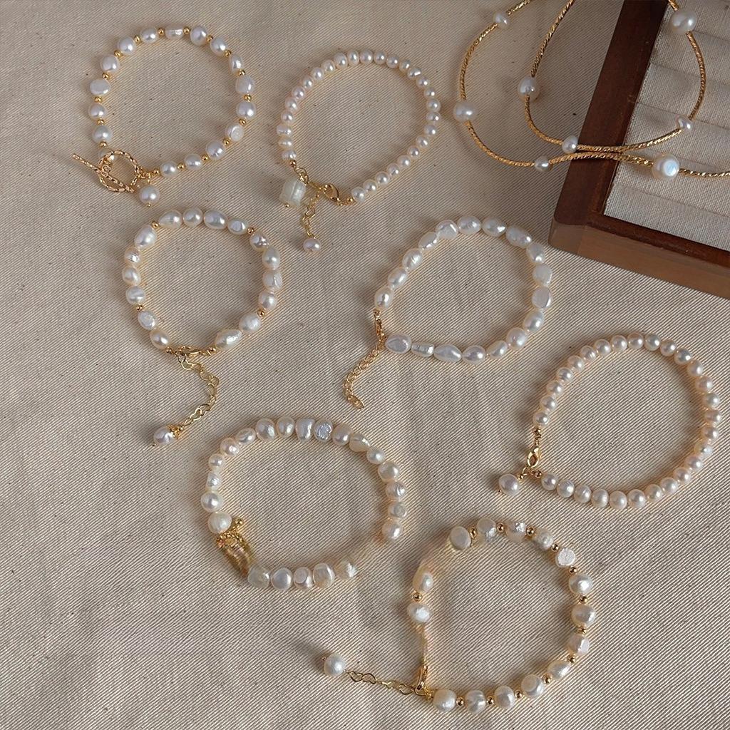 French Baroque Freshwater Pearl Bracelet Female Retro Niche Design Sense Bracelet Hand-made Gentle Temperament Jewelry
