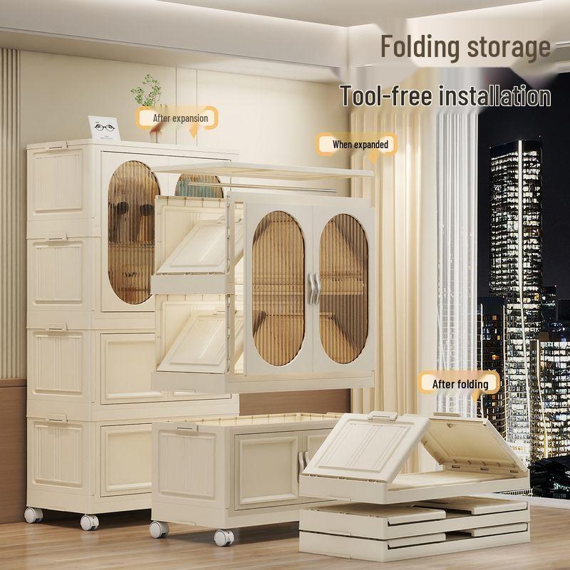 Collapsible Wardrobe with Wheels: Portable Storage for Baby Clothes & Toys.