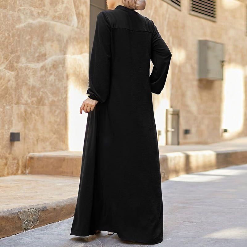 Women's Middle Eastern Style Stand Collar Zipper Cardigan with Pockets