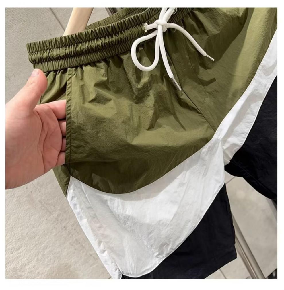 Men's Summer Trendy Color-Block Loose Fit Quick-Drying Casual Beach Sports Shorts