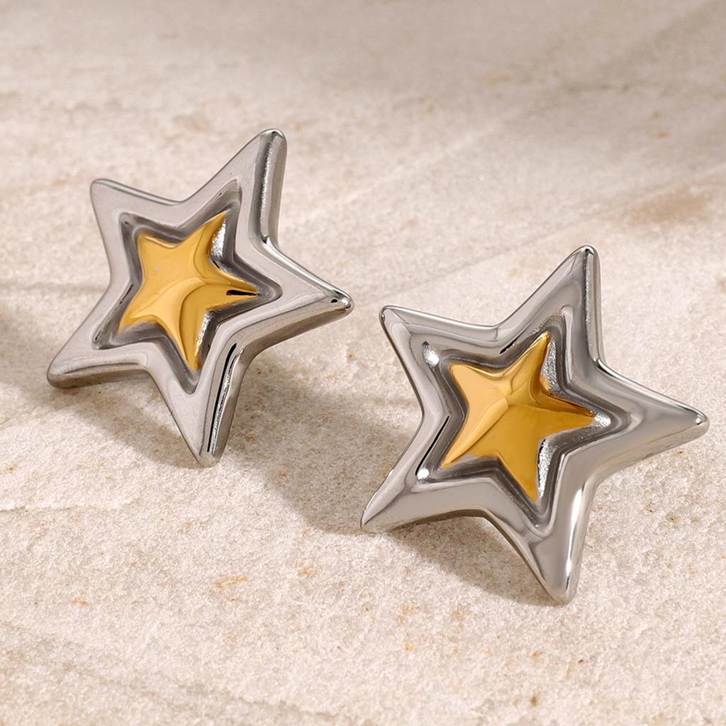 Geometric Gold and Silver Tone Studs Earrings for Women Fashion Vintage Texture Ear Accessories Lightweight Jewelry