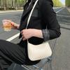 2025 New Handbag Retro Hong Kong Style Portable Shoulder Bag Underarm Bag Solid Color PU Crossbody Bag Women's Leisure Bag