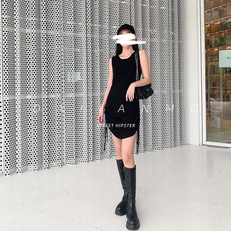 Elastic Platform Chunky Heel Over-the-Knee Women's Dark Slimming Leather Boots - Trendy and Cool Long Boots