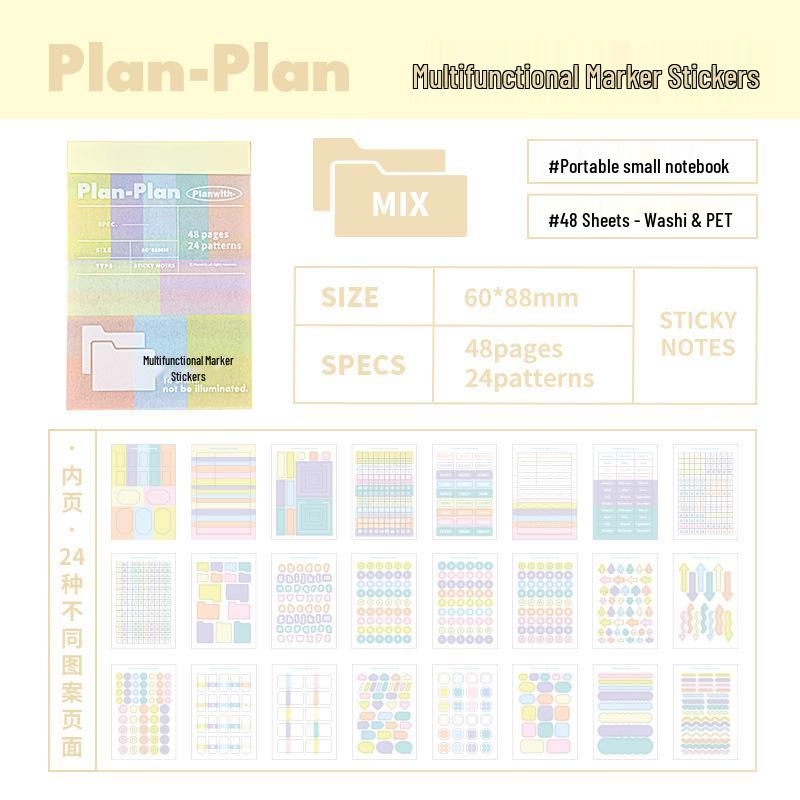 Planwith Logical Multi-functional Marker Stickers: Portable Writing & Classification Index for Planners & Notebooks