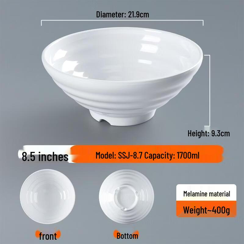 JingJingRS White Melamine Noodle Bowl