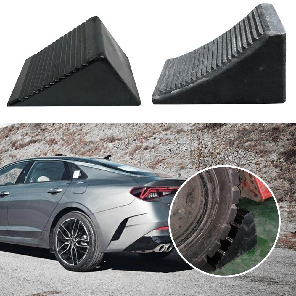 Black Wheel Chocks Heavy Duty Vehicle Wheel Stoppers Stable AntiSlip Device  Vehicle Safety