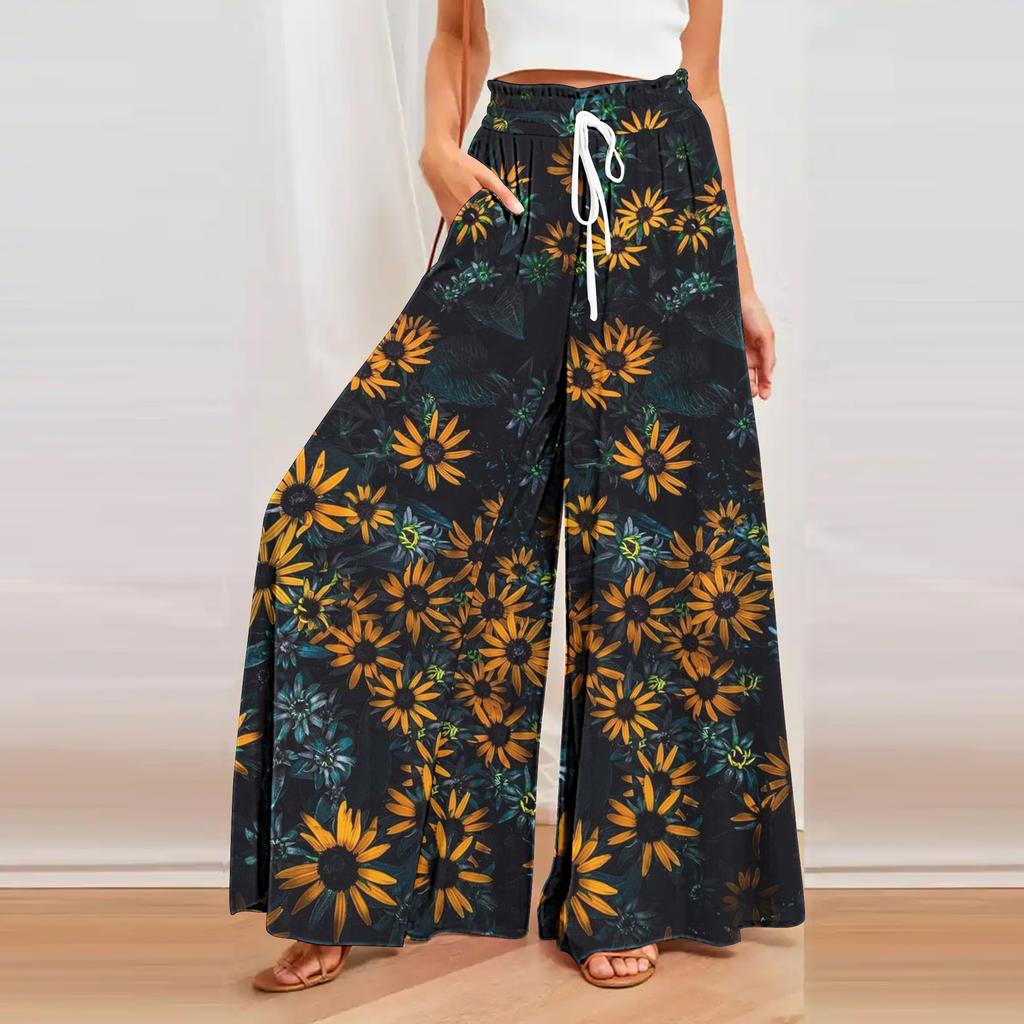 Women's Casual Pants Loose and Thin Wrinkled Wide-leg Trousers