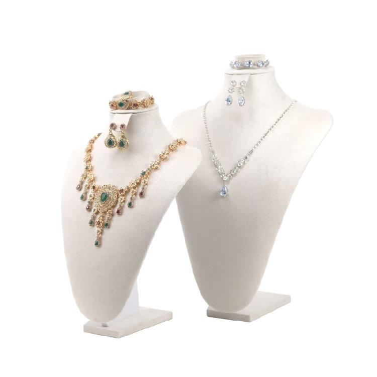 Anspruchsvoller Robuster Flusen Schmuck-Display-Büste Kleiner Halsketten-Display-Ständer mit Verstellbarem Haken für Merchandising