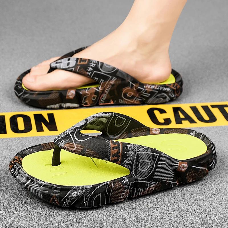 

Summer Hot Selling Men s Slippers Comfortable Soft Bottom Wear-resistant Flip-flops Fashion Non-slip Massage Large Size Slippers 40 чёрный